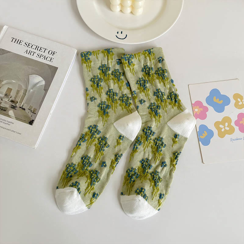 Chaussettes rétro à fleurs (5 paires) - Vert - EU36-40 (US3-7) - image 10