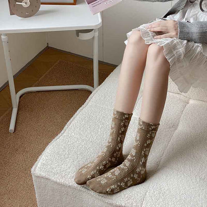 Chaussettes rétro à fleurs (5 paires) - image 3