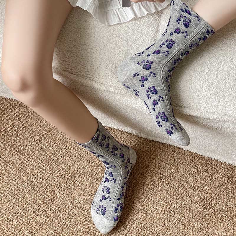 Chaussettes rétro à fleurs (5 paires) - image 6