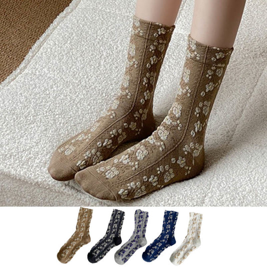 Chaussettes rétro à fleurs (5 paires) - Multicolore - EU36-40 (US3-7) - image 1