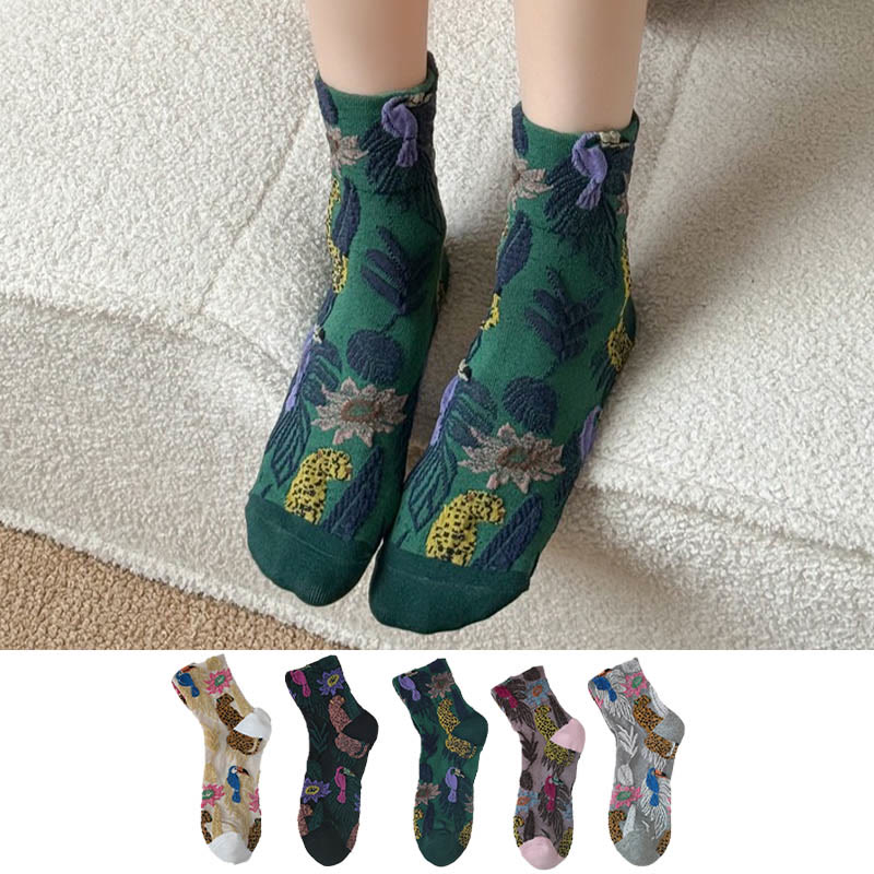 Chaussettes courtes à imprimés mignons (5 paires) - Multicolore - EU36-40 (US3-7) - image 1
