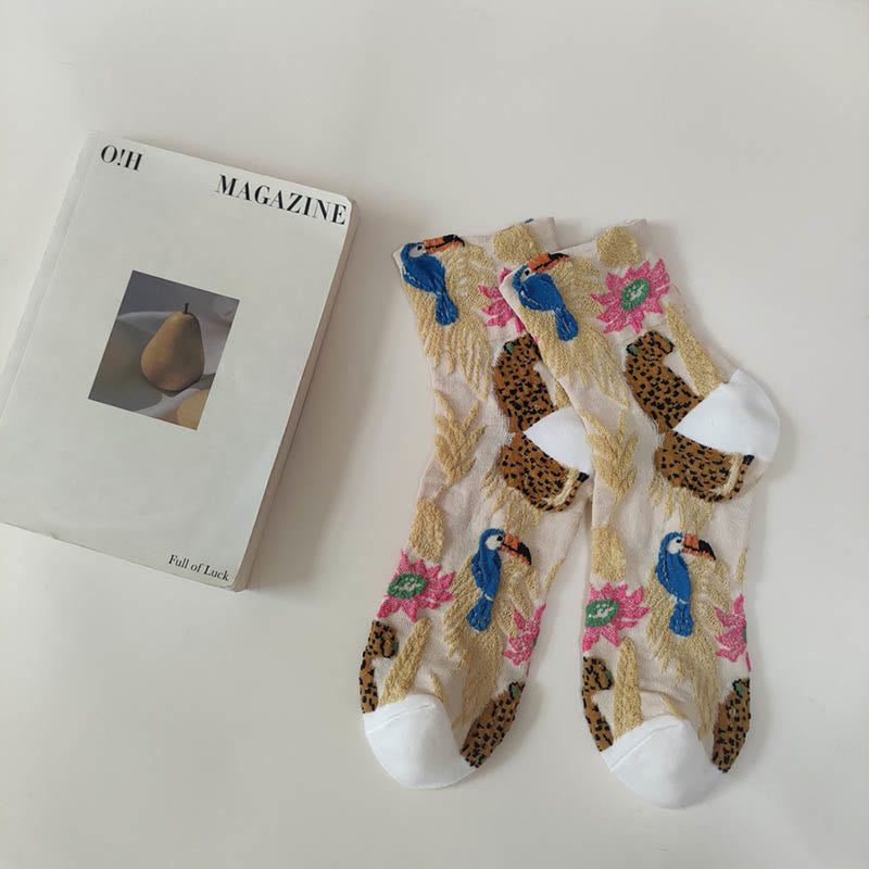 Chaussettes courtes à imprimés mignons (5 paires) - Beige - EU36-40 (US3-7) - image 13