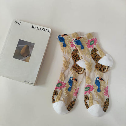Chaussettes courtes à imprimés mignons (5 paires) - Beige - EU36-40 (US3-7) - image 13