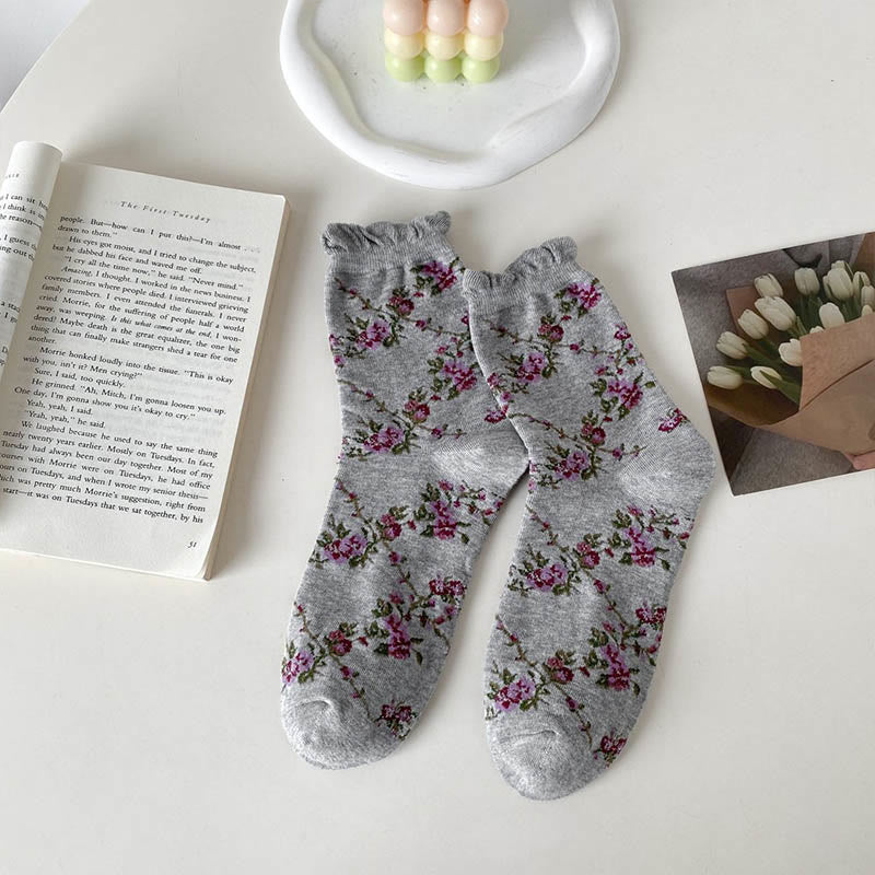 Chaussettes courtes à petites fleurs (5 paires) - Gris - EU36-40 (US3-7) - image 10