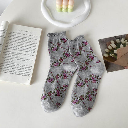 Chaussettes courtes à petites fleurs (5 paires) - Gris - EU36-40 (US3-7) - image 10