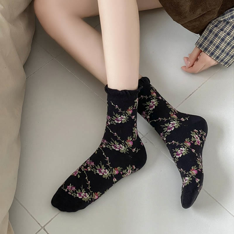 Chaussettes courtes à petites fleurs (5 paires) - image 5