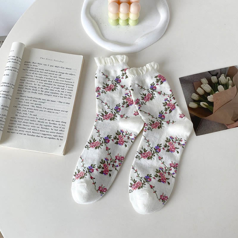 Chaussettes courtes à petites fleurs (5 paires) - Blanc - EU36-40 (US3-7) - image 9