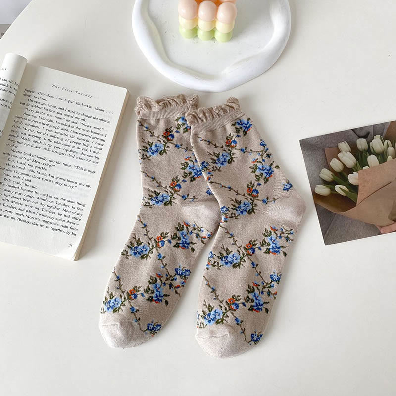 Chaussettes courtes à petites fleurs (5 paires) - Kaki - EU36-40 (US3-7) - image 13