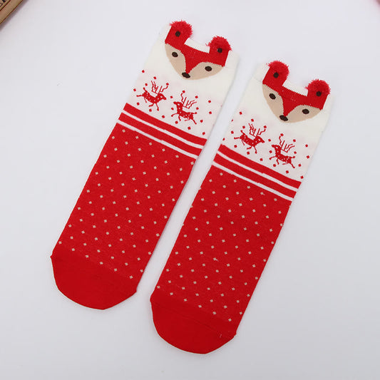 Chaussettes de Noël à motif renard et élan
