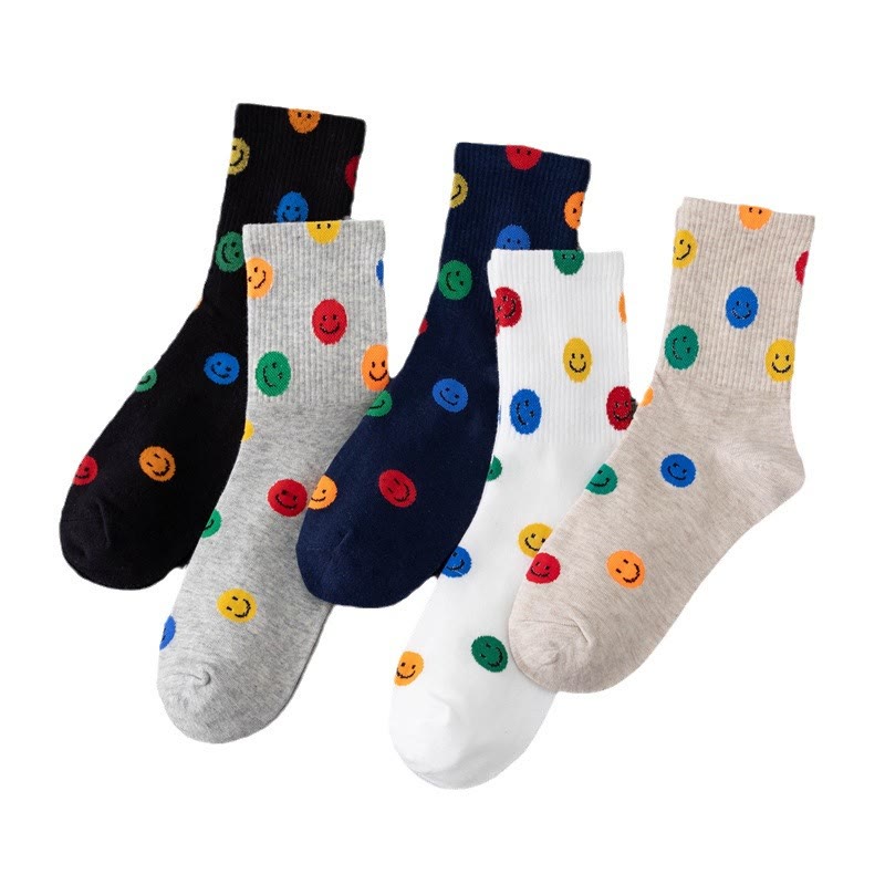 Chaussettes courtes colorées à motif smiley grande taille