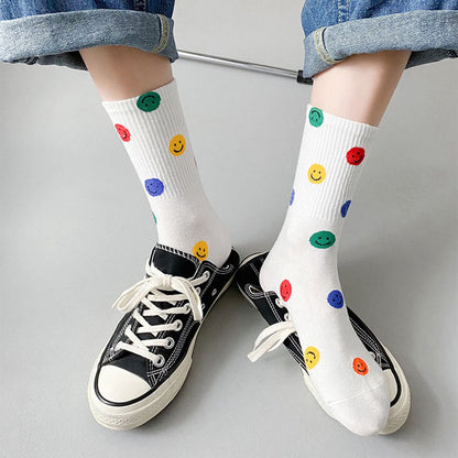 Chaussettes courtes colorées à motif smiley grande taille