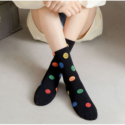 Chaussettes courtes colorées à motif smiley grande taille