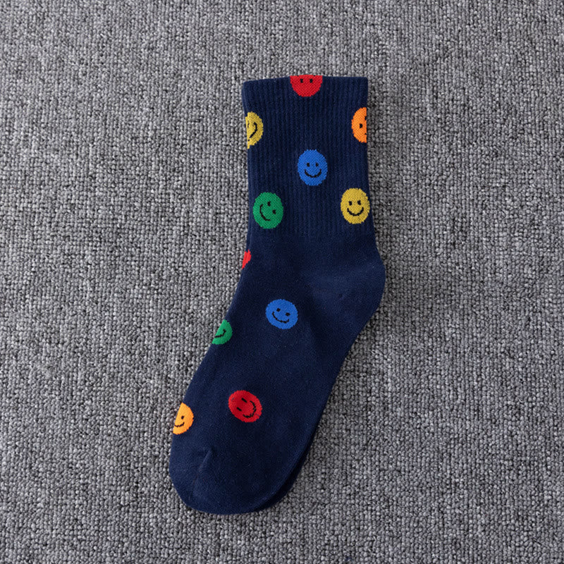 Chaussettes courtes colorées à motif smiley grande taille