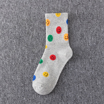 Chaussettes courtes colorées à motif smiley grande taille