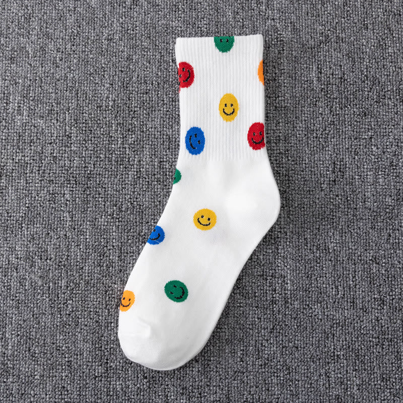Chaussettes courtes colorées à motif smiley grande taille