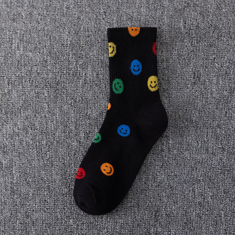 Chaussettes courtes colorées à motif smiley grande taille