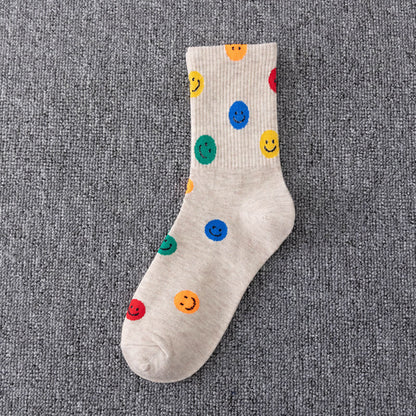 Chaussettes courtes colorées à motif smiley grande taille