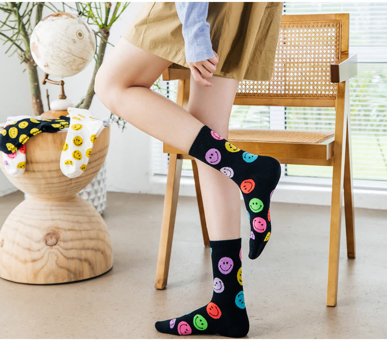 Chaussettes courtes grande taille à gros smiley