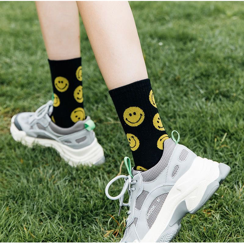 Chaussettes courtes grande taille à gros smiley