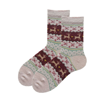 Chaussettes de Noël à motif cerf et guirlandes - Rose - EU36-41 (US3-7,5) - image 1