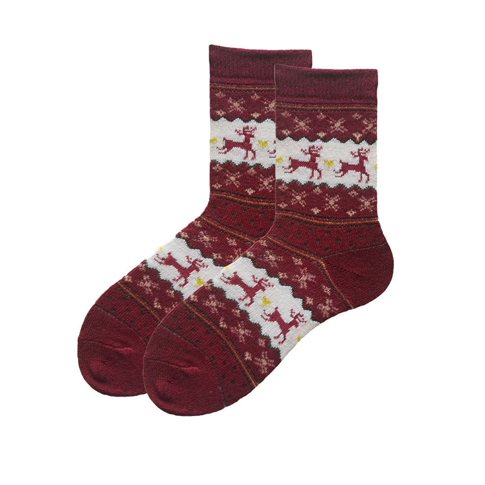Chaussettes de Noël grande taille à motif cerf et guirlandes - Vin - EU36-41 (US3-7,5) - image 5