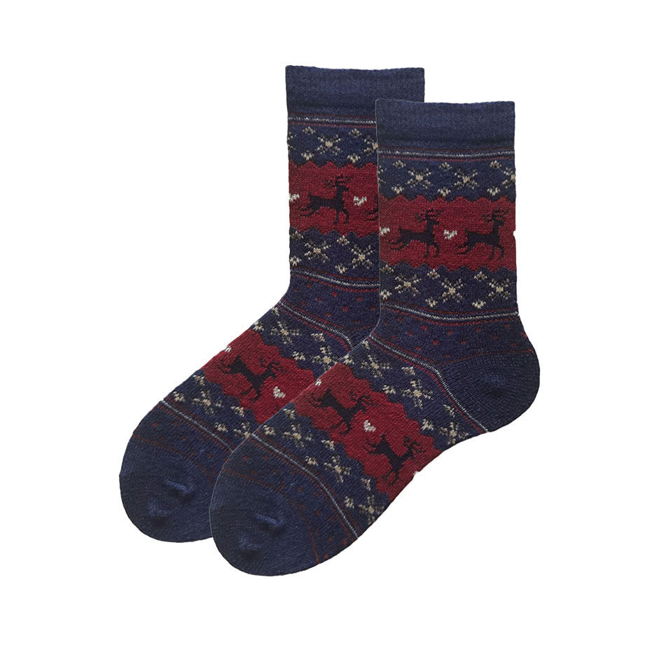 Chaussettes de Noël grande taille à motif cerf et guirlandes - Bleu marine - EU36-41 (US3-7,5) - image 2