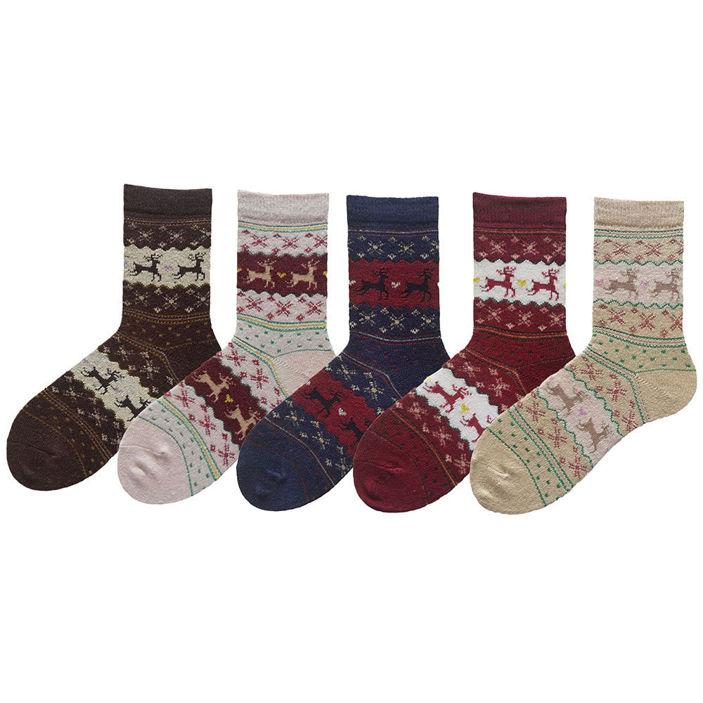 Chaussettes de Noël grande taille à motif cerf et guirlandes - image 6