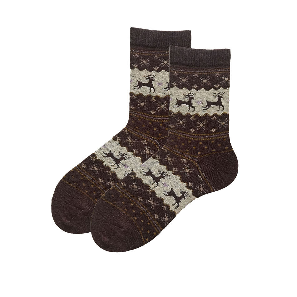 Chaussettes de Noël à motif cerf et guirlandes - Café - EU36-41 (US3-7,5) - image 3