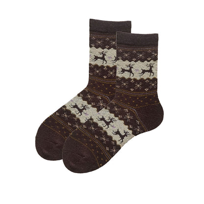 Chaussettes de Noël à motif cerf et guirlandes - Café - EU36-41 (US3-7,5) - image 3