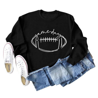 Sweat-shirt blanc imprimé rugby grande taille - Noir - 2XL - image 1
