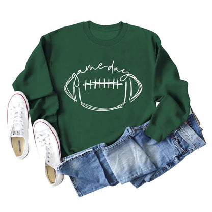 Sweat-shirt blanc imprimé rugby grande taille - Vert foncé - 2XL - image 2