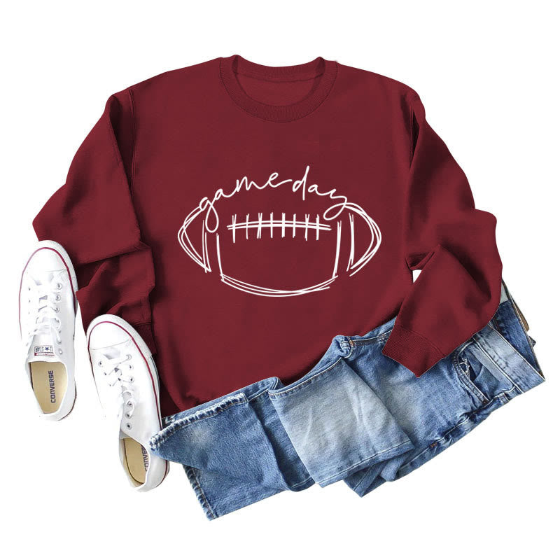 Sweat-shirt blanc imprimé rugby grande taille - Vin - 2XL - image 4