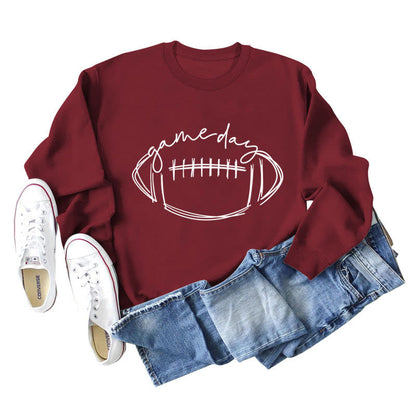 Sweat-shirt blanc imprimé rugby grande taille - Vin - 2XL - image 4