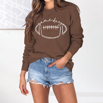 Sweat-shirt blanc imprimé rugby grande taille