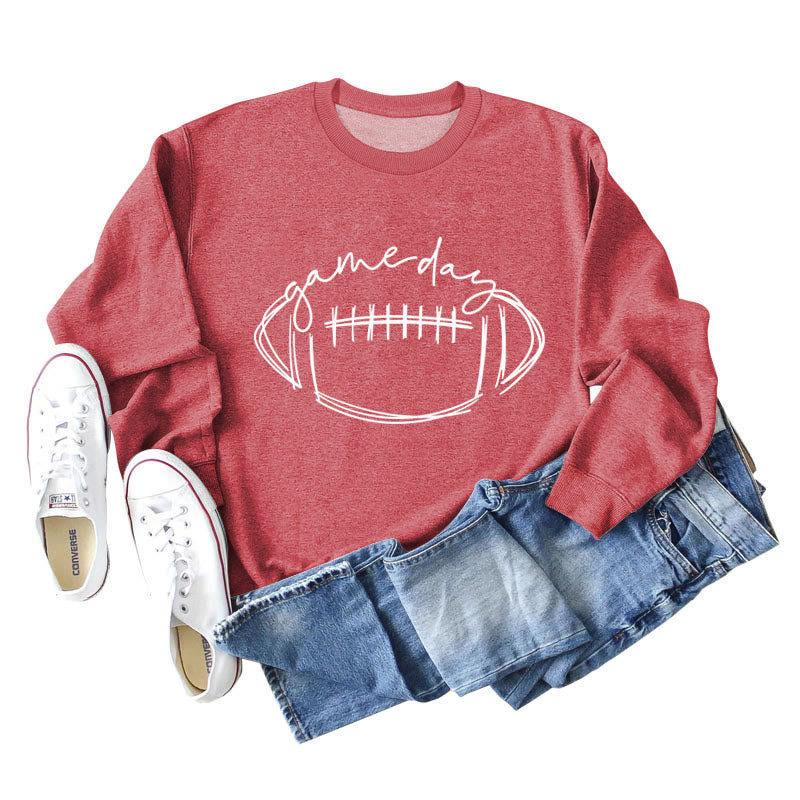 Sweat-shirt blanc imprimé rugby grande taille - Rouge - 2XL - image 5