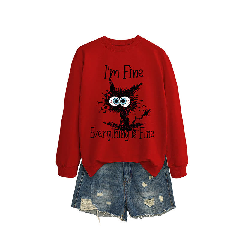 Sweat-shirt chat en colère grande taille - Rouge - 2XL - image 1