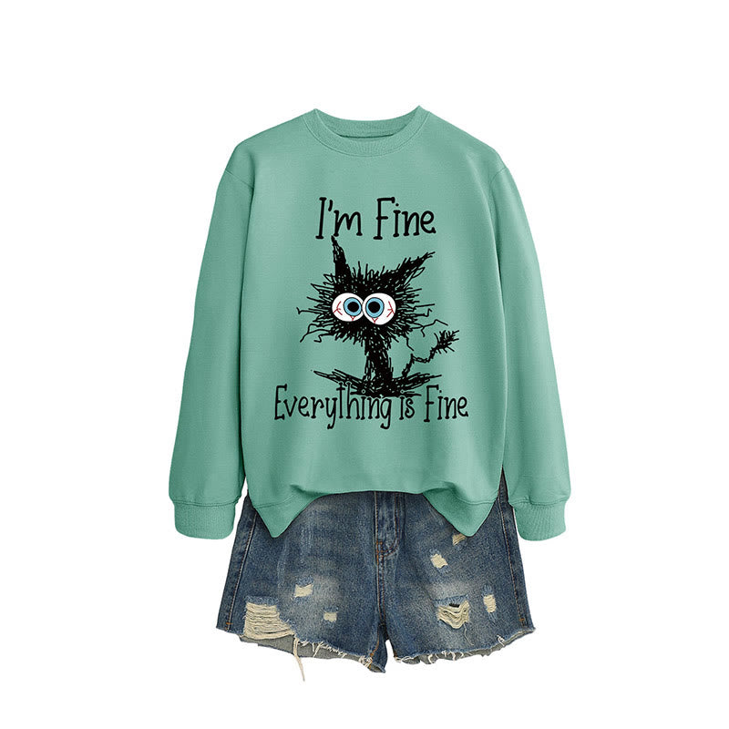Sweat-shirt chat en colère grande taille - Vert clair - 2XL - image 11