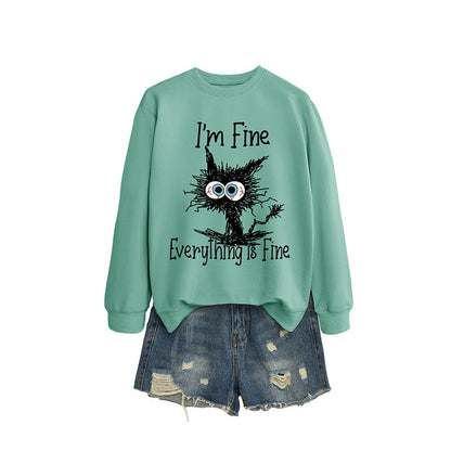 Sweat-shirt chat en colère grande taille - Vert clair - 2XL - image 11