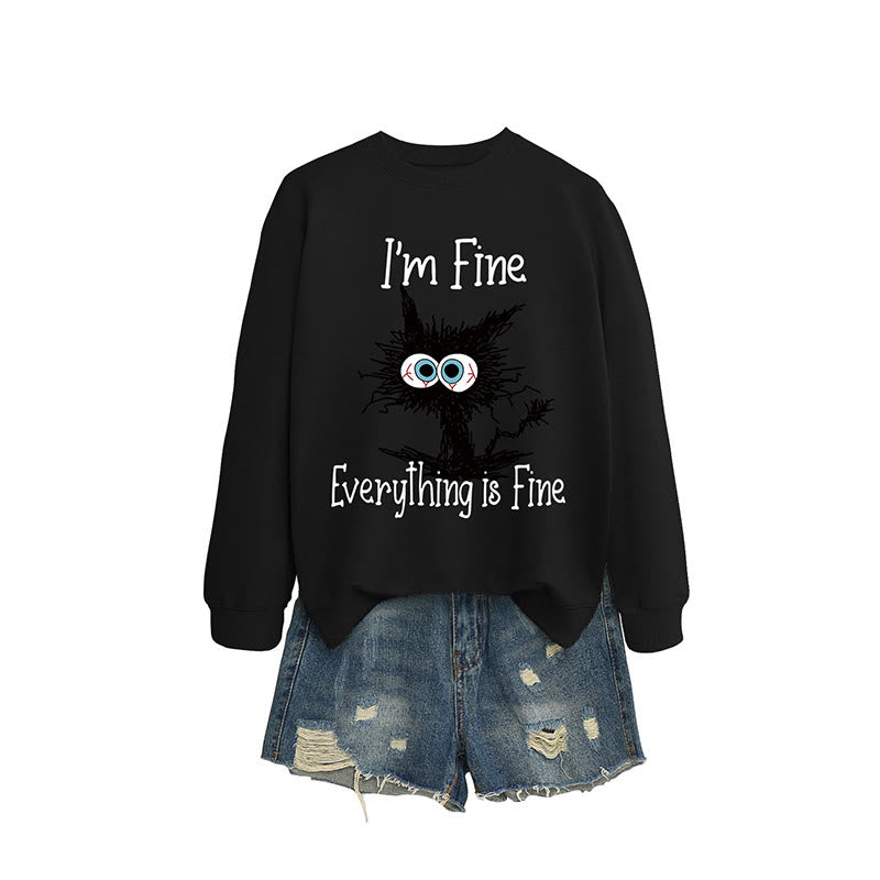 Sweat-shirt chat noir grande taille - Noir - 2XL - image 6