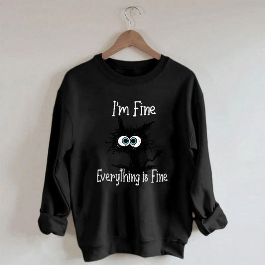 Sweat-shirt chat noir grande taille - image 1