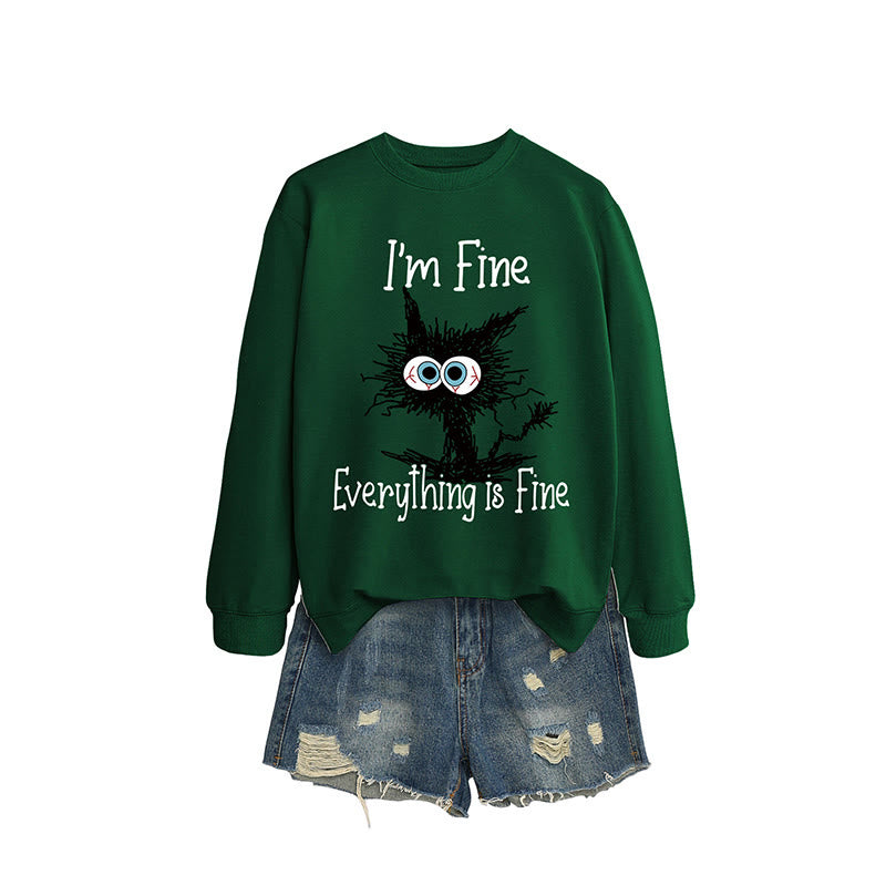 Sweat-shirt chat noir grande taille - Vert foncé - 2XL - image 4