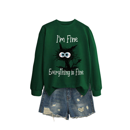 Sweat-shirt chat noir grande taille - Vert foncé - 2XL - image 4