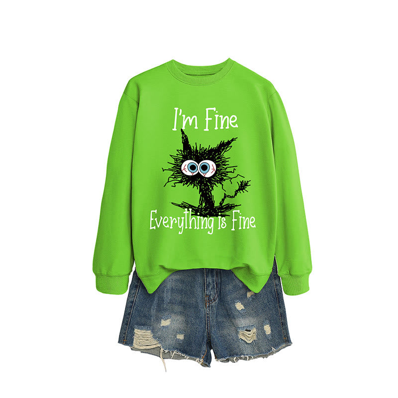 Sweat-shirt chat noir grande taille - Vert clair - 2XL - image 10