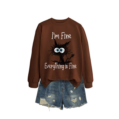 Sweat-shirt chat noir grande taille - Café - 2XL - image 6