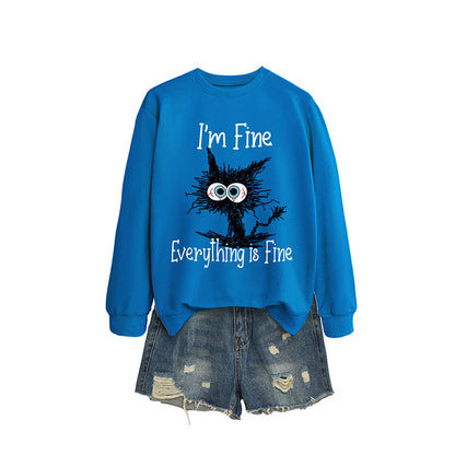 Sweat-shirt chat noir grande taille - Bleu - 2XL - image 4