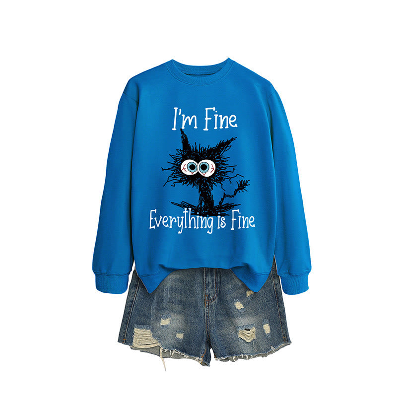 Sweat-shirt chat noir grande taille - Bleu - 2XL - image 3