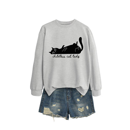 Sweat-shirt chat mignon grande taille - Gris - 2XL - image 10