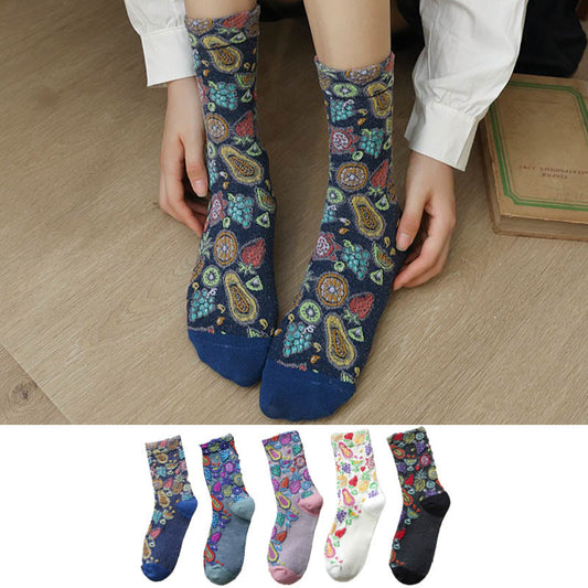 Chaussettes à imprimé fruit (5 paires) - Multicolore - EU36-40 (US3-7) - image 1