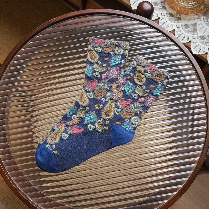 Chaussettes à imprimé fruit (5 paires) - Bleu marine - EU36-40 (US3-7) - image 7