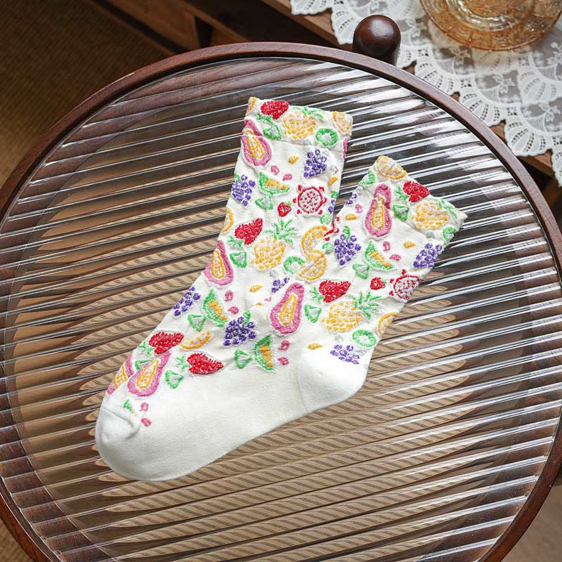 Chaussettes à imprimé fruit (5 paires) - Blanc - EU36-40 (US3-7) - image 8